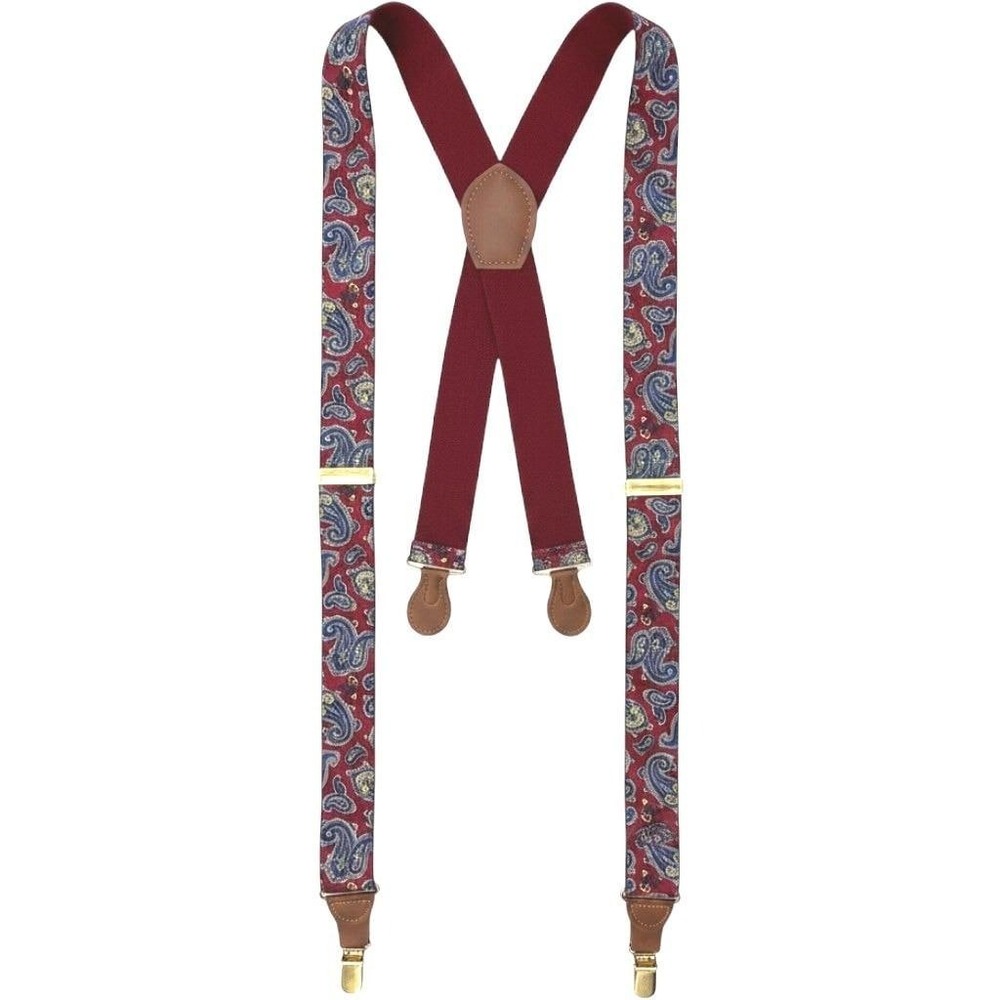 Vintage 1990s Pelican USA Paisley Jacquard Suspenders Braces 44" Old Money